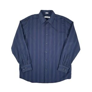 Calvin Klein Men’s Button Down Striped Blue Shirt Size Large